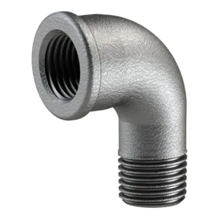 Riegler Winkel 92, 90°, IG/AG, Rp/R 1/2, schwarzer Temperguss feuerverz.
