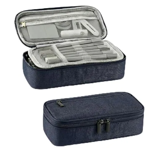 CNMTCCO Federmäppchen 5 Fächer, großer Vorrat federmäppchen große Größe mäppchen teenagerfeder mäppchen Unisex (Blue)