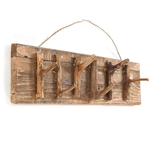 DESIGN DELIGHTS Vintage WANDGARDEROBE Samoa - Rustikale Wandgarderobe aus Recyclingholz mit 6 einzigartigen Ästen als Kleiderhaken. Handgefertigt, jedes Stück ist ein Unikat und unterstützt nachhaltige Manufakturarbeit.