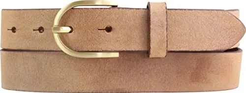 BELTINGER Damen-Gürtel aus weichem Vollrindleder Vintage-Look 3 cm | Leder-Gürtel für Damen 30mm | Schmaler Gürtel Used-Look mit goldener Gürtelschnalle | Cognac 115cm