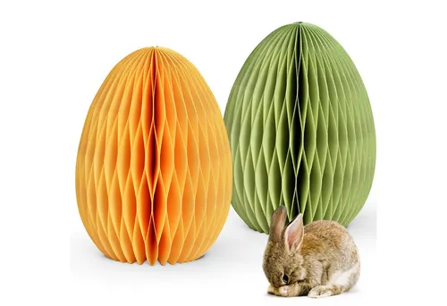 matches21 HOME & HOBBY Dekofigur Osterdeko Ostereier zum Hinstellen gelb grün Set Dekofiguren (2 St), Ø 11 x 15 cm als Frühlingsdeko aus Papier