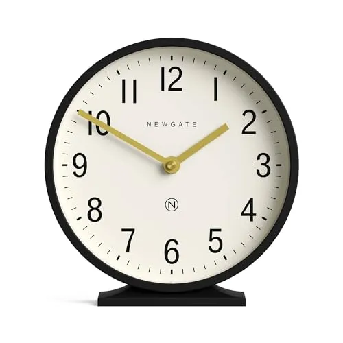 NEWGATE® Q Kaminsims Uhr | Moderne Klassische runde kaminuhr | Schwarz | Zeitgenössischer Stil für kaminsims, Schreibtisch, Tisch, Regal oder nachttisch