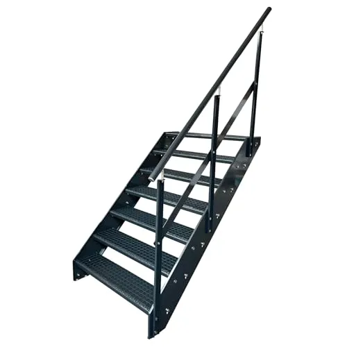 Kaminbau Mierzwa Premium Stahl Treppe mit Geländer Rechts in Anthrazit RAL 7016