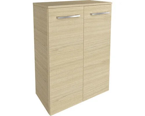 Doppel-Midischrank FACKELMANN B.Style 60,2x82,5x32 cm - Badezimmerschrank aus Sand Eiche, bietet viel Stauraum und stilvolles Design für Ihr Badezimmer.