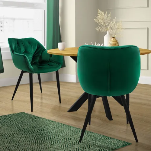 ML-DESIGN Esszimmerstuhl Set - Ergonomischer Samtstuhl Dunkelgrün mit Armlehnen - Stühle für Esszimmer, Set aus 2 ergonomischen Samtstühlen in Dunkelgrün, leicht zu reinigen und ideal für stilvolle Wohnräume.