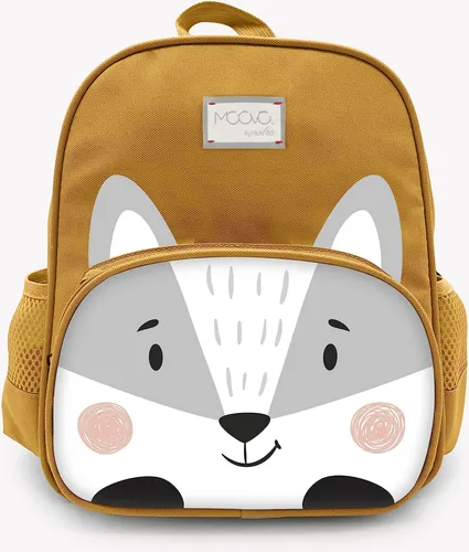 Nuvita 8740 | Kinderrucksack | Aufbewahrungstasche | Tasche mit Fächern | Ergonomischer Kinder-Rucksack | Rucksack mit verstellbaren Gurten für Vorschulkinder | (1-3 Jahre) | Grau/Fulpe Ocker/Katze 1-3 Jahre