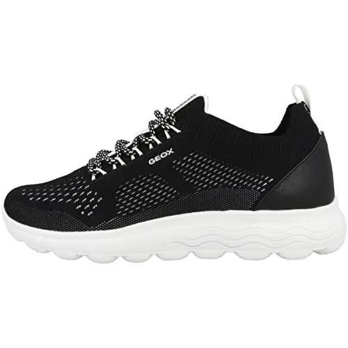 Geox Damen D Spherica A Sneakers - Bequeme und atmungsaktive Damen-Sneaker in Schwarz, 41 EU - Damen-Sneaker mit atmungsaktiver Laufsohle und Zero-Shock-System für unveränderten Komfort. Ideal für den ganzen Tag, leicht und mit schnürbarem Verschluss für optimale Passform.