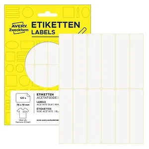 Zweckform Namensetiketten 51064, weiß, 76 x 19 mm, selbstklebend, ablösbar, 120 Stück