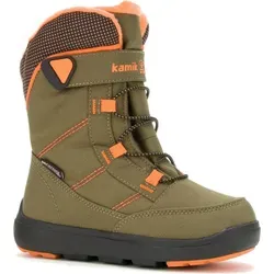 Kamik Kinder Stance2 Winterstiefel, Grün (Olive Orange OLO) – Wasserdicht und vegan - Wanderschuhe mit wasserdichter DriDefense Membran, feuchtigkeitsabsorbierendem Innenfutter und elastischer Schnellschnürung für optimalen Komfort.