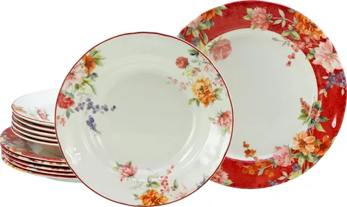 CreaTable Tafelservice 12-tlg. Crimson Creme aus Steingut