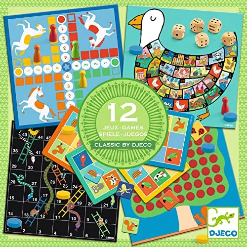 DJECO Spiel DJ05218 Klassische Spiele: Spielesammlung 4+ - Gesellschaftsspiele für Kinder ab 3 Jahren, fördert Kreativität und soziale Interaktion mit einer bunten Auswahl an klassischen Spielen.