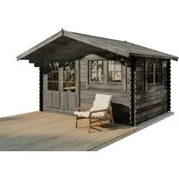 Alpholz Gartenhaus Holz Set - Gabriel-34 - 400 x 300 cm - Gartenhaus aus nordischer Fichte, inkl. Fußboden & Dacheindeckung, imprägniert in grau, ideal für Gartenliebhaber und als zusätzlicher Stauraum.