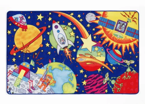Lovely Kids Kinderteppich Weltraum 100x160 cm - Teppich & Läufer, antirutsch und ideal für Kinderzimmer, bringt den Weltraum ins Spiel mit modernem Design und hoher Qualität.