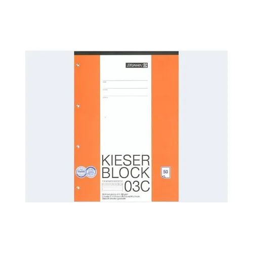 BRUNNEN Arbeitsblock Kieserblock DIN A4 liniert - Sonstige Briefblöcke: 50 Blatt, gelocht und ideal zum Abheften, mit praktischer Kopfleiste für Name/Datum, made in Germany.