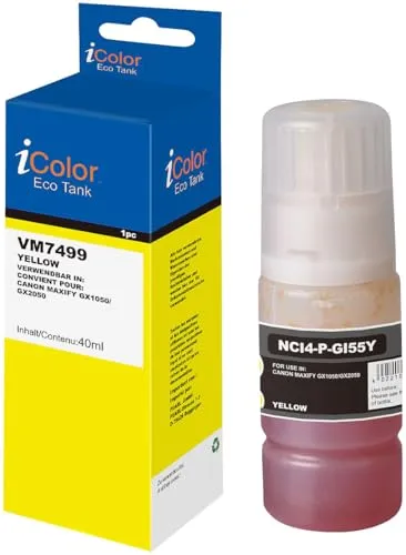 iColor Nachfüll-Tinte für Canon: Nachfülltinte für Canon, gelb, ersetzt Gi-55Y (Tintenpatronen)