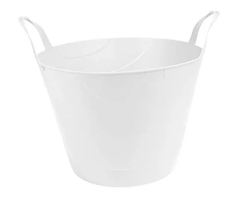 Ondis24 Flexi Tub Billy 30 Liter, Flexibler Tragekorb, für Flüssigkeiten geeignet, Gartenkorb rund, Wäschekorb weiß