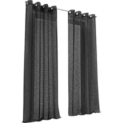 Kutti Vorhang Celtic (1 St), Ösen, halbtransparent, Gardine halbtransparent, Leinenoptik, Effektgarn grau 140 cm x 175 cm