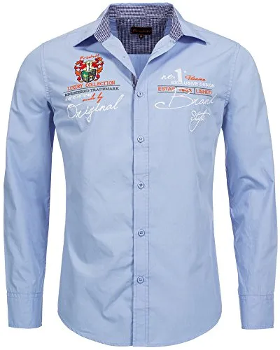 Früchtl Herren Premium Langarm Hemd, Blue, XXL