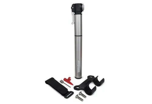 Weber GmbH Luftpumpe Weber Fahrrad Minipumpe Luftpumpe 7 bar mit Schlauchverlängerung (Set, inkl. verschiedene Ventilaufsätze und Befestigungsmaterial), mit Befestigungsset, Adapter, silber