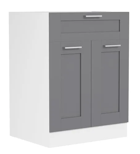 Mid.you Küchenunterschrank - Anthrazit, Weiß, Kunststoff, 60x82x46 cm, mit 1 Fächer und 1 Schublade, Zusatzausstattung erhältlich
