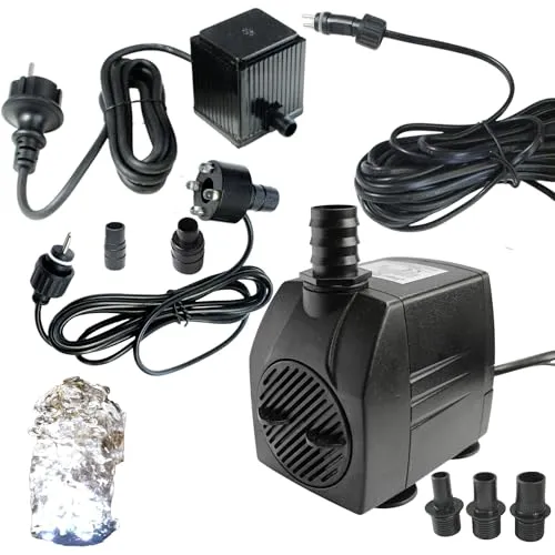 Arnusa Springbrunnenpumpe mit LED Quellsteinbeleuchtung