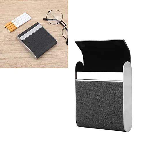 zigarettenetui, zigarettenetui klassisch die Zigarettenschachtel tragbare Zigarettenetui Leder Metall Inhaber h?lt 20 Zigaretten 3 Farbe(Schwarz)