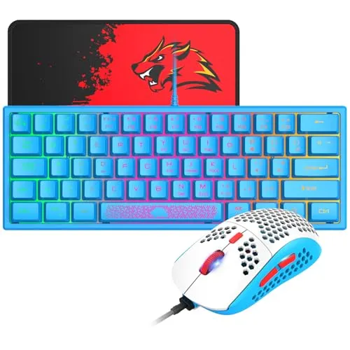 Prozent Mini Gaming Tastatur und Maus Set Blau