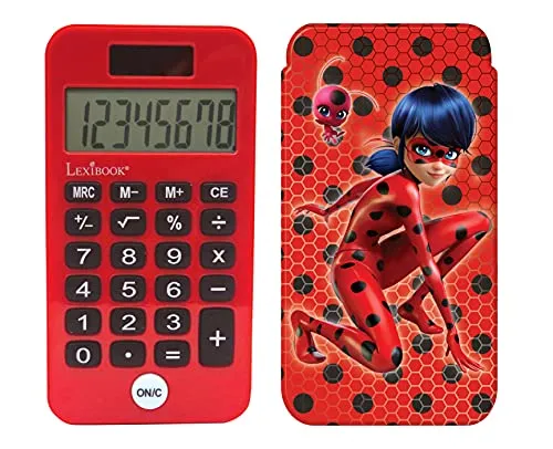 Lexibook, Miraculous Ladybug Cat Noir, Taschenrechner, Klassische und komplexe Rechenfunktionen, starre Schutzhülle, mit Akku, Rot/Schwarz, C45MI