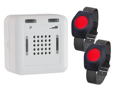 ELDAT Mobiler Hausnotruf RS10 mit 2 Armbandsendern RT26 - Medizinische Alltagshilfen für Senioren, sorgt für Sicherheit und schnelle Hilfe im Notfall mit einfacher Bedienung und hoher Reichweite von bis zu 30 Metern.