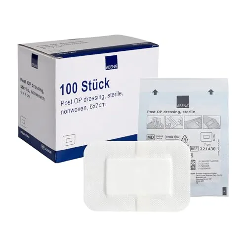 ABENA Wundpflaster steril 7x6 cm – 100 Stück – Sensitives Pflaster, hautfreundlich & atmungsaktiv, einzeln verpackt – Schutzpflaster für Schnittwunden und Kratzer – für Zuhause & Klinik