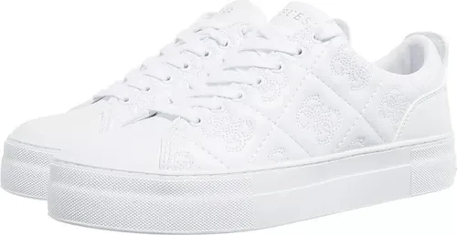 GUESS Gianele4 Sneaker Weiß - Stylische Damen Sneaker aus unempfindlichem Kunstleder in Weiß. Bequeme Innensohle und flexible Gummisohle sorgen für hohen Tragekomfort. Ideal für den Alltag und modische Akzente.
