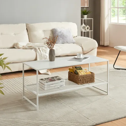 [en.casa] Couchtisch Ruokolahti - Industrie Design mit Gitterablage - Beistelltische fürs Wohnzimmer, minimalistisch und multifunktional mit robuster Stahlkonstruktion für kreativen Stauraum und gesellige Momente.