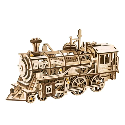 ROKR 3D-Holz-Puzzle Locomotive Modellbausatz - Konstruktionsspielzeug mit 350 Teilen aus hochwertigem Holz, ideal für kreative Köpfe ab 14 Jahren und perfekt zum Basteln und Lernen.
