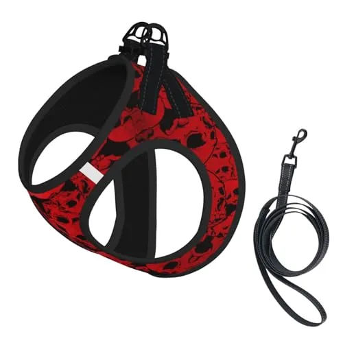 Rote Feuer-Zuckerschädel-Trageweste für Kleintiere, verstellbare Gurte, leicht zu führen, weiche und atmungsaktive Gurte, geeignet für kleine Hunde und Katzen usw.