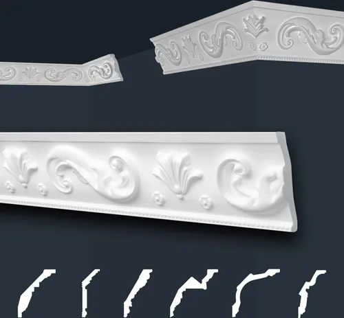 Marbet Stuckleisten B-51, 50 Meter Sparpaket aus Styropor - 50 Meter dekorative Stuckleisten in traditionellem Design, leicht zu verarbeiten und überstreichbar für individuelle Raumgestaltungen. Perfekter Abschluss zwischen Wand und Decke.