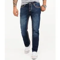 Rock Creek Herren Comfort Fit Jeans RC-2167 Dunkelblau W44 L36 - Jeans für Herren im Comfort Fit, bieten hohen Tragekomfort und Bewegungsfreiheit. Ideal für Alltag und Büro, mit modernem Stonewashed-Look und 5-Pocket-Design.