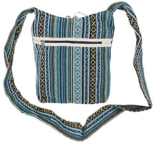 Kleiner Schulterbeutel, Boho Schultertasche, Tasche im Ethnostyle - blau