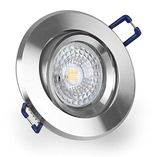 Mextronic Einbauleuchten dimmbar Lochmaß 68mm LED Einbaustrahler 230V dimmbar 5,5 16302-1 0 Ø68 IP20 Alu Silber