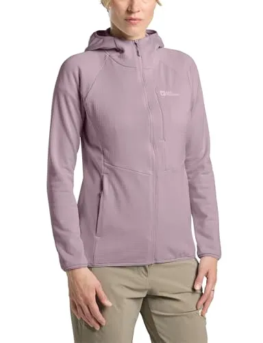 Jack Wolfskin Kolbenberg Hooded FZ Damen Sweater - Lila - XS - Funktionsjacke für Damen, atmungsaktiv und ideal für Outdoor-Aktivitäten bei wechselhaftem Wetter.