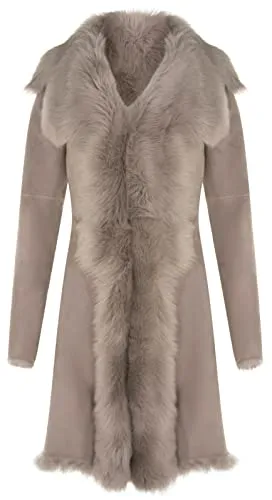 Produktbild Infinity Leather Damen Hellgrau Damen Echt Toscana Schaffell Leder Wildleder Jacke Trenchcoat L