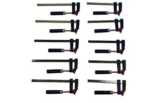 Tooltech v. Veto 10 x Schraubzwinge Set 150x50 + 200x50 Zwinge Klemmzwinge Einhandzwinge (Rot, Schwarz)