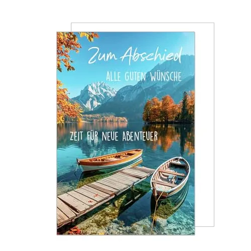 Edition Seidel Premium XXL Maxi Glückwunschkarte zum Abschied mit Umschlag Format DIN A4. Abschiedskarte Ruhestand Karte Mann Frau Kollege Kollegin See Landschaft (A4-AS135)