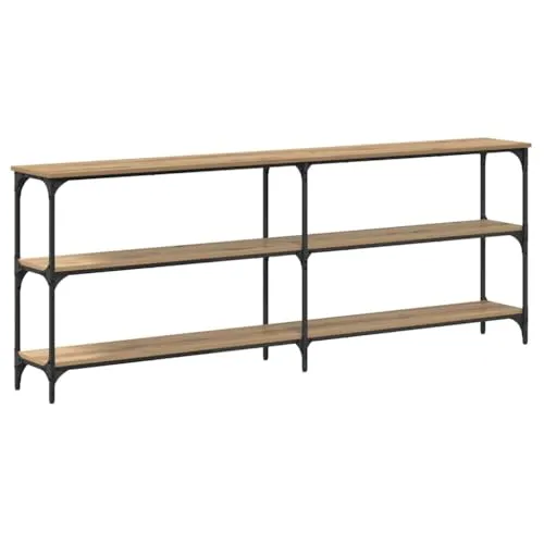 vidaXL Konsolentisch Massivholz Eiche 200x29x75 cm - Drohnen-Zubehör für stilvolles Wohnen – der robuste Konsolentisch aus Eiche bietet modernen industriellen Flair und vielseitige Einsatzmöglichkeiten in deinem Wohnbereich.