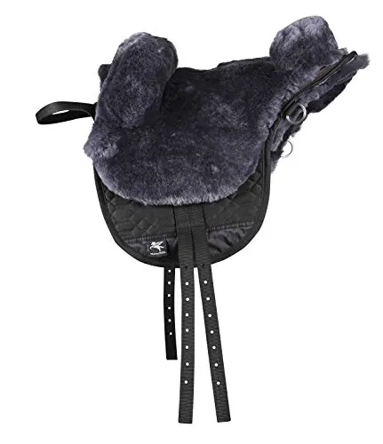 Engel Reitsport Lammfell Fellsattel FELLSA-R1-ANT Pony anthrazit grau - Baumloser Merino Lammfell-Sattel für Ponys, temperaturausgleichend und komfortabel für Reiter und Pferd. Ideal für ganzjährige Nutzung, mit praktischen D-Ringen und stabilen Gurtstrupfen.