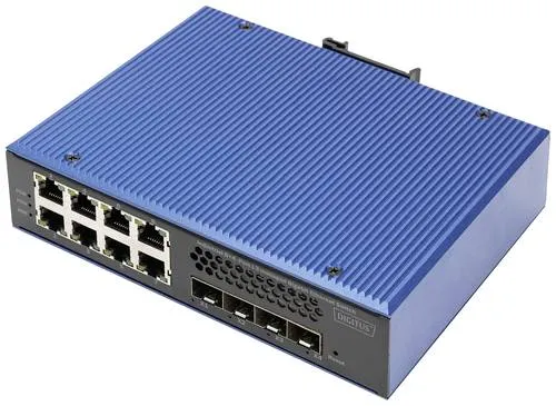 DIGITUS 12-Port Gigabit Netzwerk-Switch - Zubehör für PC: L3 Managed Switch mit 10 Gigabit SFP+ Ports, ideal für redundante Netzwerke und hohe Datenkontrolle.