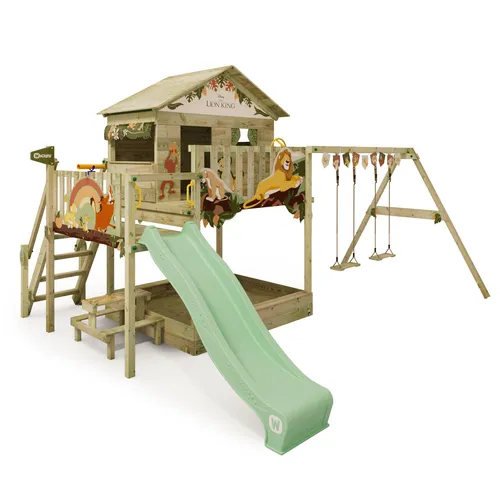 Wickey Spielturm Disney’s Quest - Schaukeln und Klettern in einem bunten Disney-Design, mit 10 Jahren Garantie und zahlreichen Spielmöglichkeiten für unvergessliche Abenteuer im eigenen Garten.