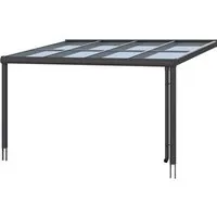 Skan Holz Terrassenüberdachung Modena 434 x 257 cm - Terrassenüberdachung aus pulverbeschichtetem Aluminium in Anthrazit, mit integriertem Regenrinnensystem und 10 mm Verbund-Sicherheits-Glas für optimalen Lichteinfall und hohen Schallschutz.