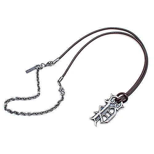 Police Kette antik EdelstahlLeder 45cm PJ21917PLE/02 - Herren Kette aus antikem Edelstahl und Leder, 45cm lang, stilvolles Accessoire für den modernen Mann.