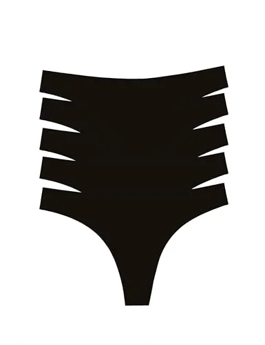 Occulto Damen Seamless Tanga 5er Pack (Model: Ravenna), Nahtloser String Damen Schwarz M