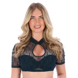 Steigenhöfer Manufaktur Dirndl Bluse Damen - Marie - Grün - 42 - Dirndlbluse für Damen mit edlem Perlenverschluss, atmungsaktiv und perfekt für Oktoberfest und Volksfeste. Hoher Tragekomfort dank weichem Materialmix aus Nylon und Baumwolle.